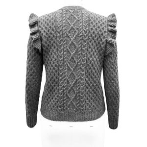 เสื้อสเวตเตอร์ไหมพรมคอวีทรงหลวมสำหรับผู้หญิง รุ่น FW23 ลายถักแบบหนา ระบายอากาศได้ดี แห้งเร็ว สไตล์ลำลอง เหมาะสำหรับใส่ในฤดูหนาว - Product Image 2