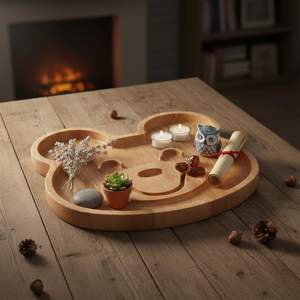Plateau de service en bois motif ours en peluche très demandé, écologique, décoratif, polyvalent, idéal pour les cadeaux et la présentation des aliments, disponible à la vente - Product Image 2