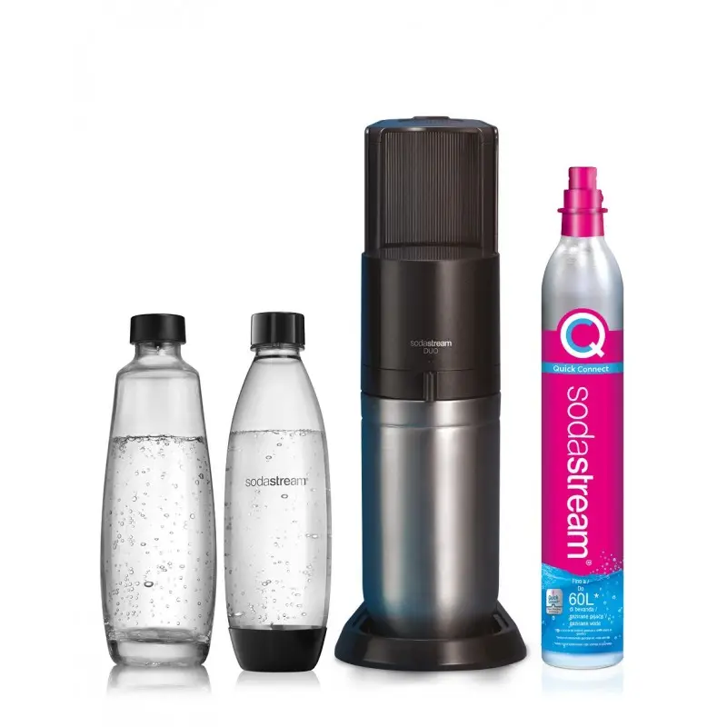 Sodastream Duo Zwart, Gasatore Bruisend Water + 1 Fles Glas + 1 Fles Huisdier