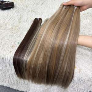 100% ต่อผมมนุษย์แท้เวียดนามสีเปียโนตรงตามธรรมชาติทุกขนาดผ้าทออัจฉริยะ - Product Image 2