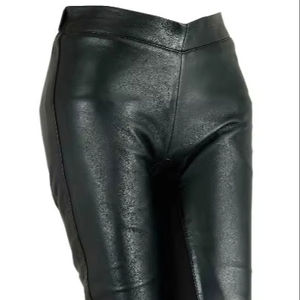 Pantalones de invierno europeos para mujer, ajustados, informales, de cuero PU, diseño moderno, cintura elástica, cómodos, ajustados, planos de piel sintética - Product Image 1