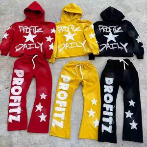 Chándal 100% de algodón de alta calidad con cremallera bordada personalizada y pantalones de chándal Con parte inferior acampanada OEM tela al por mayor French Terry - Product Image 1