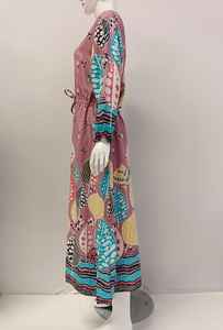 Robe Abaya Musulmane en Chiffon Casual à Motifs Floraux Sans Manches avec Boutons Devant et Taille à Cordon de Serrage pour l'Été - Product Image 4