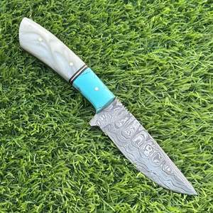 Cuchillo Skinner de acero de Damasco para supervivencia de caza, herramienta duradera multifunción para acampar al aire libre con 3 años de garantía - Product Image 2