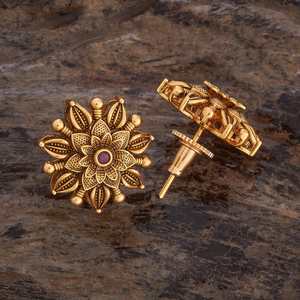 Antique-Style Religious <b>Stud</b> 18K Gold-Plated Zinc Alloy Floral Pattern Zircon <b>Turquoise</b> Pearl Bezel Set for Wedding Party - Product Image 4