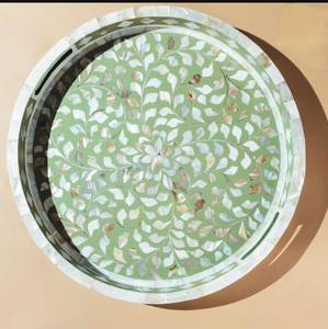 Premium Quality Wooden Serving Tray With <b>MOP</b> Inlay And Resin Design Personalized Ramadan breakfast <b>dry</b> Fruits Serving Tray - Product Image 3