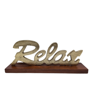 Escultura decorativa de aluminio elax con base rectangular de madera, decoración de mesa y sala de estar de color plateado, níquel áspero - Product Image 3
