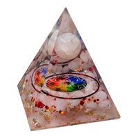 Nouvelle sphère pyramide nubienne en orgone de cristal de quartz rose faite à la main et écologique avec anneau en cuivre pour la guérison, la méditation et la protection contre les EMF