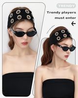 Bandeau élastique unisexe style punk avec clous triangulaires et découpes, bandeau cheveux élastique à œillets, style punk grunge élégant