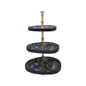 Support à gâteau rond en bois imprimé à un seul niveau, fini, pour mariage, anniversaire, présentoir personnalisé fait main en gros - Product Image 5