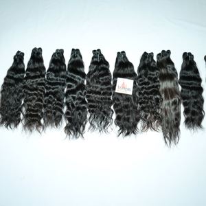 Vente en gros Extensions de cheveux Remy ondulés noirs pour femmes indiennes 100% Virgin Bundle Machine de couleur naturelle bon marché double trame - Product Image 4