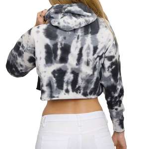 Manufacturer Custom <b>Women</b> High Quality Embroidery Patch Crop Top Hoodie Acid <b>Wash</b> Distressed Cropped Hoodies for <b>Women's</b> - Product Image 4