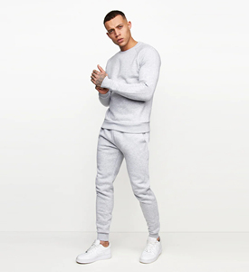Men's Sweatsuit 100%Cotton Plus Size Long Sleeve <b>Crewneck</b> Tracksuit Set Contrast Color Soft comfort Jogging Casual Sports Suits - Product Image 1