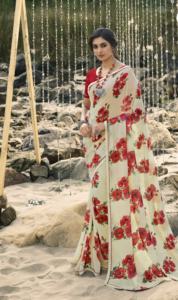 Sari indien traditionnel ethnique en georgette à rayures imprimées pour festival, vêtements indiens, Bollywood, femmes, non cousu, multicolore, haut de gamme - Product Image 2