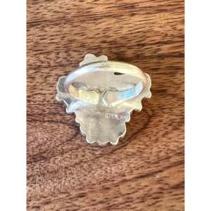 Mg Pelina Zuni Thunderbird Ring Multi-Color Stone & Sterling <b>Silver</b> with Turquoise Rhodium Plated Size 4.5 Everyday Wear - Product Image 4