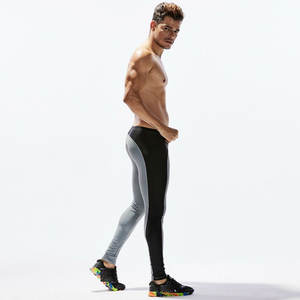 High Quality Men's <b>Leggings</b> <b>Polyester</b> Stretchable Fabric Compression Gym Yoga Running <b>Leggings</b> with Customizable Logo on Waist - Product Image 3