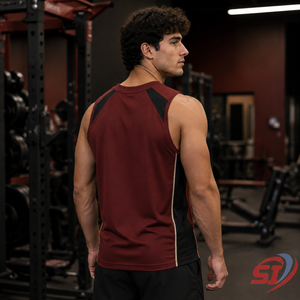 Custom Deep Armhole <b>Mens</b> <b>Gym</b> Tank Top Breathable Eco-Friendly Quick Dry Cotton/Polyester Muscle Training <b>Vest</b> - Product Image 3