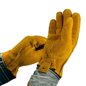 Guantes de carreras de dedo completo de piel de vaca para hombre, guantes de cuero de motocicleta transpirables cálidos para invierno, pantalla táctil, Material de piel de vaca - Product Image 1