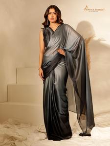 Dernière tenue de créateur Tendance fantaisie Saree pur importé avec motif ombré Plis prêts à l'emploi avec Pallu ouvert Work Woman Fashion - Product Image 4