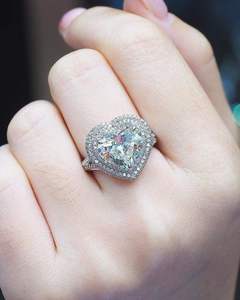 Meilleure Qualité 4.00 Carat EF VS Coeur Double Halo Lab Grown Diamond Fancy Jewelry Ring 14k White Gold - Product Image 1