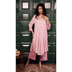 Aurora Blush Pink Evening <b>Dresses</b> <b>Kurta</b> Set - Product Image 2