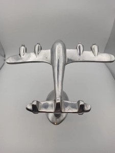 Modèle d'avion décoratif de table en aluminium vintage Décoration de la maison et du bureau Art de bureau artisanal en métal antique argenté - Product Image 6