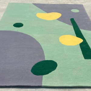 พรมปูพื้นลายดอกไม้งานแฮนด์เมด100% ผ้าวูลทรงห่วงตัดสำหรับห้องนั่งเล่นและห้องเด็กทันสมัยพรมห้องโถง - Product Image 1