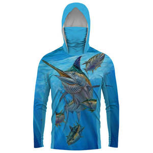 Ropa de pesca UPF 50 + Camisas de pesca de manga larga transpirables de secado rápido Diseño personalizado Nueva llegada Sudadera con capucha de pesca de poliéster - Product Image 1