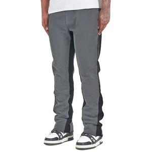 Alta calidad personalizado hombres lavado oscuro Flare Jogger pantalones Patchwork cintura elástica pantalones de chándal antiarrugas Hip Hop bordado 2026 - Product Image 2