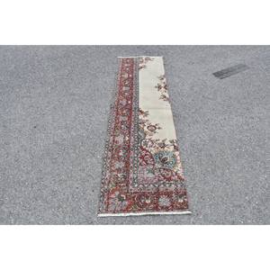 Tapis traditionnel Beige rouge Vintage turc 2x7ft grande surface Patchwork Rectangle couloir Design laine Viscose PP Latex tapis de chambre - Product Image 1