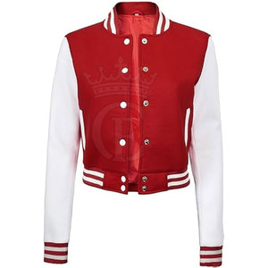 100% laine meilleure vente Crop Letterman veste pour femmes grande taille femmes Crop Letterman veste à vendre - Product Image 2