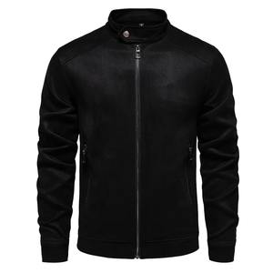 New <b>Men's</b> Stand Collar Zip Suede <b>Jacket</b> Fashion Casual Business Faux Leather <b>Trucker</b> <b>Jackets</b> Coat for <b>Men</b> - Product Image 5