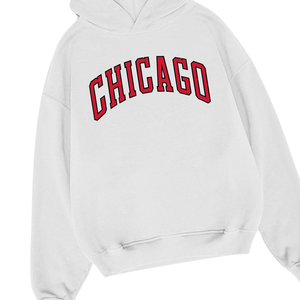 Sudadera con capucha negra con estampado de Chicago, ropa de calle de gran tamaño, de algodón suave jersey de lana, sudadera de invierno cálida informal con estilo, ventas - Product Image 3