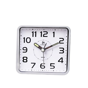 Justaminute Alarm <b>Clock</b> Silver Analog <b>Desk</b> <b>Clock</b> With Snooze Function - Product Image 2