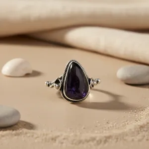 18K Rose Gold Teardrop Iolite <b>Ring</b> for Women 925 <b>Silver</b> <b>Statement</b> <b>Ring</b> with Oval Cut Gemstone Fine Jewelry for Gifts - Product Image 3