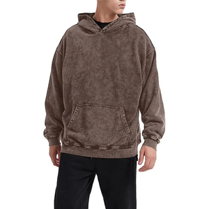 Sweat à capuche oversize en coton 100% écologique, lavage à l'acide, thermique pour l'hiver, imprimé - Product Image 1