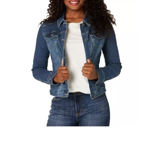 Vente en gros de nouvelles vestes courtes décontractées et décontractées avec poches plates pour femmes veste en jean blanc solide pour dames - Product Image 4