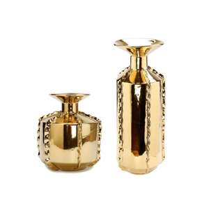 Jarrón de metal indio hecho a mano y diseño exquisito para espacios de lujo acabado pulido dorado forma y tamaño personalizados a buen precio - Product Image 3