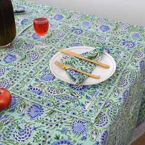 Nappe florale orchidée imprimé bloc à la main coton style ferme bohème - Product Image 3