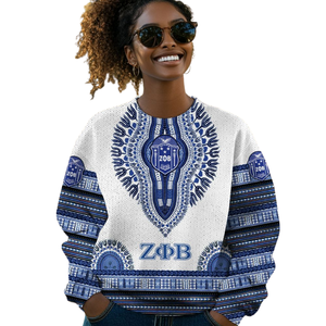ZPhiB Divine Nine bleu blanc pull en tricot 1920 Zeta Phi Beta sororité Chenille Patch grec vie Premium pull - Product Image 4