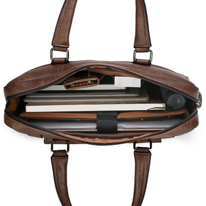 กระเป๋าหนังแท้สำหรับผู้ชาย, กระเป๋าใส่แล็ปท็อปกระเป๋าผู้บริหารแนววินเทจเป็นมิตรต่อสิ่งแวดล้อมกันน้ำ - Product Image 6