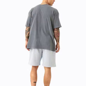 เสื้อยืดคอกลมทรงบ็อกซี่สำหรับผู้ชายผ้าคอตตอนโอเวอร์ไซส์แบบทำมือสไตล์สตรีทผ้าถักโลโก้ได้ตามต้องการแบบ100% - Product Image 2