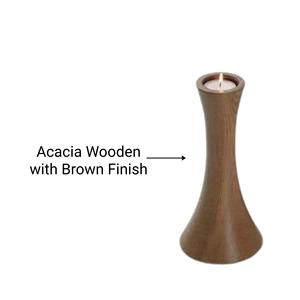 Porte-bougie rond en bois fait main pour la décoration de la maison et de Noël, taille personnalisable, fabriqué en Inde - Product Image 3