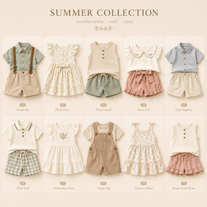 Conjuntos de Pantalones Cortos Sólidos de Verano para Niños, Atuendo Versátil Diario para Niños Pequeños, Surtido Aleatorio, Envío al por Mayor - Product Image 1