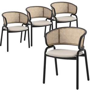 Modern Nordic Solid Wood <b>Dining</b> <b>Chair</b> <b>with</b> Rattan <b>Arm</b> Cane Ash for Hotel Living Room Restaurant Apartment Use Elegant Design - Product Image 1