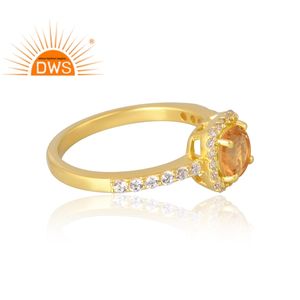 Atest-Anillo de Plata de Ley 925 chapado en oro de 18K y citrino natural, joyería fina - Product Image 4