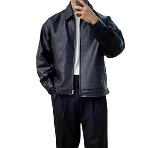 À la mode automne nouvelle veste en cuir pour hommes léger décontracté sport moto gilet à la mode Style Fit veste - Product Image 5