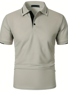 Polo à manches courtes pour hommes Tissu en tricot boutonné décontracté Léger et respirant Tenue décontractée parfaite polos décontractés - Product Image 5