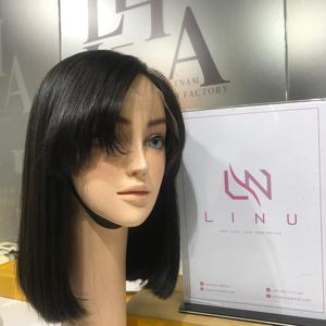 วิกผมบ๊อบสีดำธรรมชาติ LINU WI13 ขนาด 12 นิ้ว พร้อมหน้าม้าสวยเป็นธรรมชาติ ผมแท้เวอร์จินเวียดนาม 100% - Product Image 5