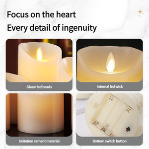 TOOWIN Juego de 3 velas de pilar de marfil LED sin llama realista, llama móvil segura para el hogar, control remoto con batería - Product Image 4